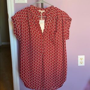 NWT Red with blue and white designed Pleione top.